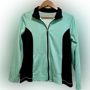 Kim Roger’s Full Zip Women’s Jacket Teal/Green & Black Size Medium